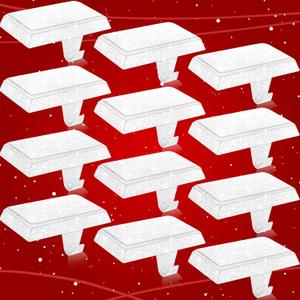 Huwena Metal Christmas Stocking Holders Shiny Mantel Heavy Duty Stocking Hooks Glitter Hanging Hangers Christmas Ornaments for Fireplace Window Mantle Table Decoration(Stylish,White,4 Pcs)