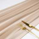 WELTRXE 10 Pack Champagne Chiffon Table Runner 30x120 Inches Romantic Sheer Wedding Table Runner Glitter Brown Tulle Fabric Party Table Decorations for Wedding, Birthday Party, Bridal & Baby Shower