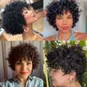 Short Curly Wigs for Black Women Human Hair Afro Natural Curly Wig Brazilian Virgin Pixie Cut Wig Human Hair With Bangs 150% Density None Lace Front Bob Wigs 1B Color (Big Curly)