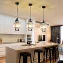 Black Pendant Light Fixtures Modern Pendant Lights Kitchen Island Water Ripple Glass Square Pendant Light Adjustable Hanging Pendant Lighting for Kitchen Dining Room Over Island 1 Pack