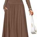 ZESICA Women's Long Sleeve Fall Maxi Dress 2026 Crewneck Knit Casual Slim Swing Pleated Dresses with Pockets Medium