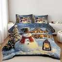 CCoutueChen Christmas Comforter Set Queen Christmas Theme Cute Snowman Bedding Set Xmas Holiday Decor Comforters Soft Down Alternative Comforter Sets for Kids Boys Girls