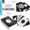 merka Newborn Flash Cards, Set of 50 Black and White High Contrast Baby Flashcards, Toys for Newborn, Visual Stimulation, Brain and Sensory Development