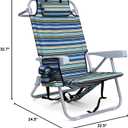 Yestomo Backpack Beach Chair for Adults, Folding Beach Chair with 4 Positions, Heavy Duty Chair with Large Cooler Pouch Support to 350LBS (Stripes_Blue&Cyan&Yellow)