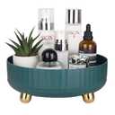 Anyoifax Makeup Perfume Organizer Tray 360 Degree Rotating Lazy Susan Skincare Lotion Organizer Spinning Cosmetics Storage for Dresser, Vanity, Bathroom Countertop, Small Teal Green (9 ")