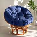 HIGOGOGO Papasan Chair Cushion with Corduroy Cover (Without Chair), 48 x 48 Inch Supportive Cushion, Overstuffed Chair Cushion,Dark Blue