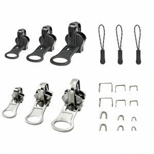 Universal Zipper Repair Kit - 3-Size Double-Sided Zipper Slider Replacement for Quick Fix on Jackets, Luggage & Backpacks No-Sew Installation DIY Home & Outdoor Use