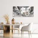 XLMDYYSW Large Orchid Canvas Wall Art White Orchid Flowers Pictures Abstract Floral Print Poster Vintage Botany Painting for Living Room Bathroom Decor Framed (Grey, 12L x 24W)