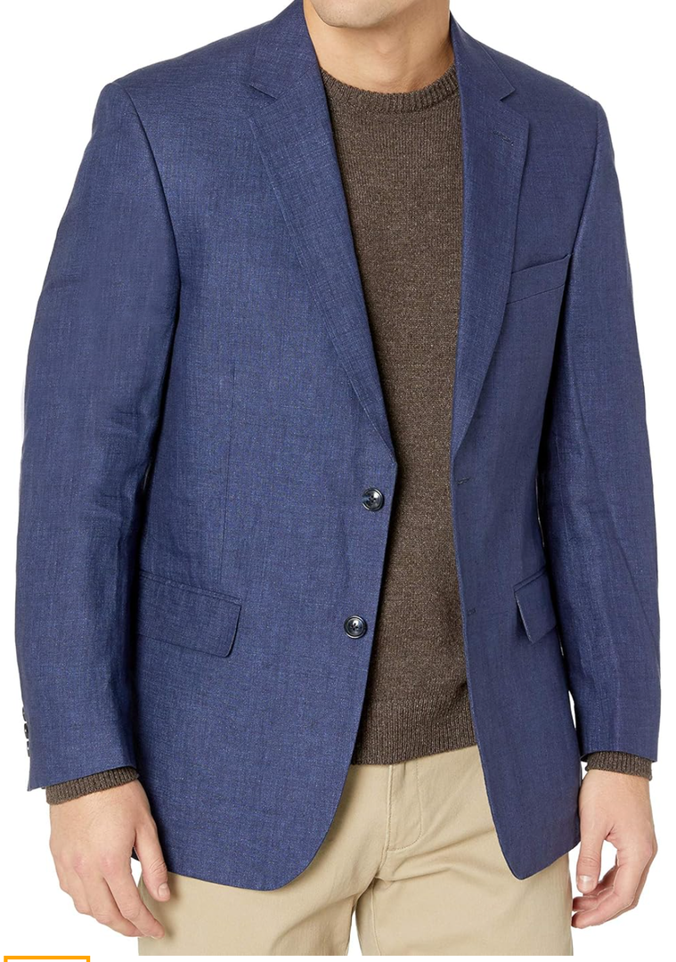 Palm Beach Men's Bradley 100% Delave Indigo Linen Coat , 42 Size