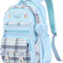 Girls Backpack, Kawaii Bookbag for Teen Multiple Pockets Kids School Backpack for Primary Elementary Middle School,Age 6-14, Blue