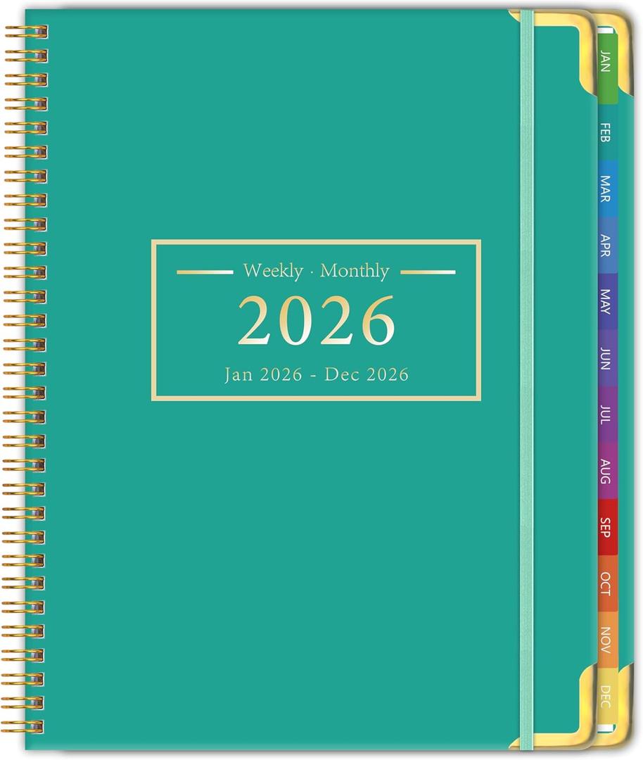 Planner -2026, Hardcover Weekly & Monthly Calendar Planner, January 2026 - December 2026, 8.5" x 11", Daily Agenda Book with Colorful Tabs, College Organizer Notebook, School & Work Supplies for Student Teacher Classroom (Blue)