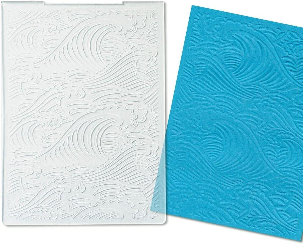 Estivaux Sea Wave Embossing Folders for Card Making, 5.7 × 4.2 Inch Cirrus Plastic Embossing Folders Summer Sea Template Stencil Craft Card Embossing Folder for DIY Scrapbooking