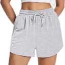 Auriviz Women's Sweat Shorts Comfy Lounge Running Shorts Gym Summer Casual High Waisted Athletic Shorts with Pockets 2Pcs Black Gray L