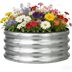 VSGDISTL Galvanized Raised Garden Bed Kit Outdoor,2x2x1ft Round Metal Garden Planter Raised Beds for Vegetables Flowers Herb