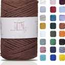 Makromecity, Single Strand Macrame Cord 3 mm x 100 Yards (300 feet) 3mm Single Twisted Bitter Coffee Cotton Cord for Macrame Art & Crafts for Wall Hangings Recycled Cotton (Bitter Coffee, 1 Skein)