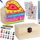 Crafts for Girls 8-12, 2 Pack DIY Wooden Jewelry Box Art Craft Supplies Painting Kit for Kids Ages 4-6 6-8 5 7 9 10 11 Year Old Girl Birthday Party Favors Toys Mothers Valentines Day Gifts