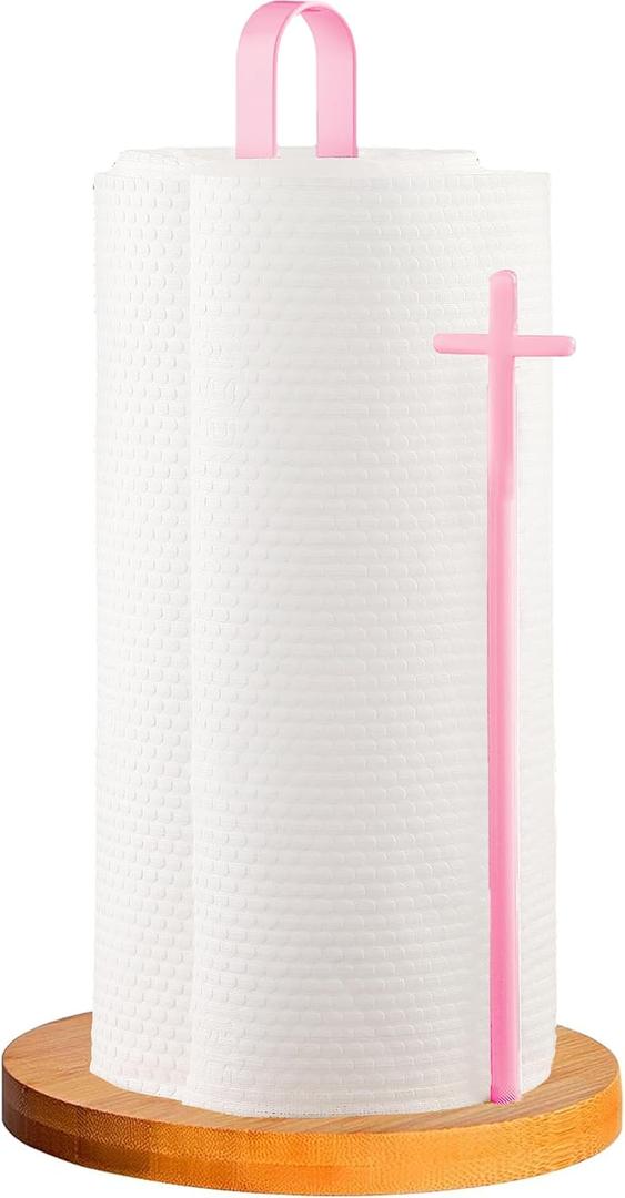 Wood Paper Towel Holder Countertop, TONLEA Kitchen Paper Towel Holder Free Standing with Non-Slip Base for Kitchen and Bathroom Organization, Kitchen Roll Holder for Standard and Large Rolls
