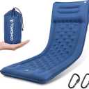 TOMSHOO Sleeping Pad, Ultralight Camping Mat Inflatable Sleeping Mat 77''X28'' Camping Mattress with Pillow Built-in Foot Pump with 2 Carabiners for Camping, Hiking, Travel, Tent (Blue-1 Person)