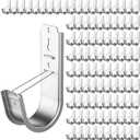 100 Pack 2 Inch Cable Support J Hook Wall Mount J Hook with Retainer Clip, Galvanized Steel for Cable Management & Organization Solution