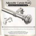 SIMEWIN Heavy Duty Curtain Rods 72 to 144 Inches, 1 Inch Silver for Bedroom, Living Room, Patio, Kitchen, Adjustable With Classic Finials, Silver Finishing