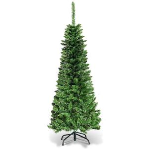 4.5-ft Pre-lit Pencil Artificial Christmas Tree with White LED Lights