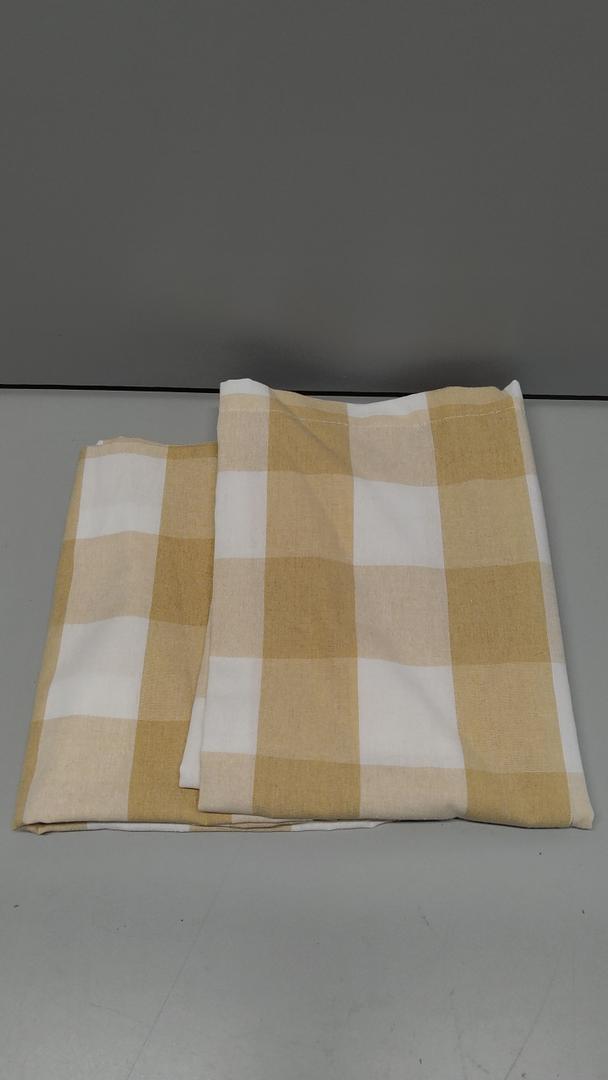 ZJDECOR Farmhouse Kitchen Curtains 36 Inches Long,White Cotton Blended Light Filtering Cafe Curtain with Beige Vertical Stripes,Rustic Small Window Treatment,27" Wx36 L(Pack of 2),Beige/White