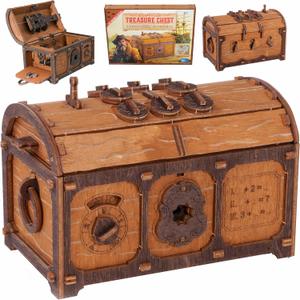 WOODEN.CITY Treasure Chest Puzzle Box for Adults  3D Wooden Mystery Box Brain Teaser & Escape Room Game with Secret Opening (165 Pieces, Gift Idea)