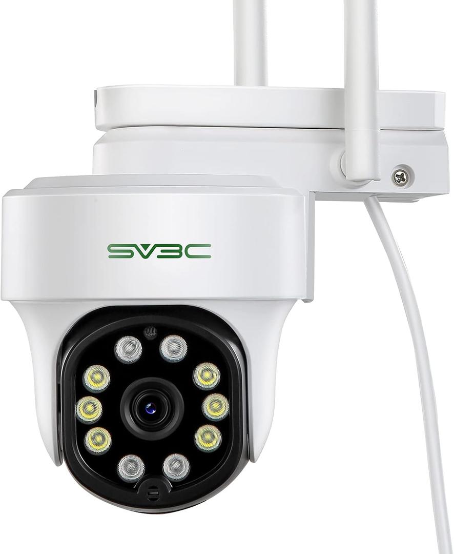 SV3C WiFi Security IP Camera Outdoor, Auto Tracking 1080P PTZ Pan Tilt Home Cameras, Support Floodlight Color Night Vision, Onvif, Motion Detect, RTSP Browser View, 2-Way Audio,Max 128G SD Card Record (1080P Digital Zoom)