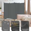 GOJOOASIS Room Divider 4 Panel Folding Privacy Screen, Portable Small Room Dividers Partition 88" Wall Dividers for Room Separation Upgrated Seamless Accordion Room Divider (Grey, Type A)