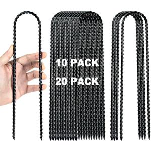 12 Inch Trampoline Wind Stakes Heavy Duty U Shaped Stakes for Ground, Trampoline Tie Down Anchor Kit for Swing Set, Camping Tents and Soccer Goal, Black Rebar Anchors (20)