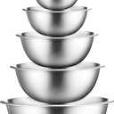 FineDine Stainless Steel Mixing Bowls Set, Dishwasher Safe, 6 Piece Metal Mixing Bowls For Kitchen, Nesting, Large, Small, Big Food Prep, Cooking, Baking
