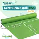 PerkHomy 24" x 2,400" (200') Medium Green Kraft Paper Roll for Craft Bulletin Board Paper Art Table Covering Crafting Gift Wrapping Bouquet Packing Parcel 80GSM 55LB (Medium Green, 24" x 200')