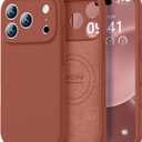 Vooii Magnetic for iPhone 17 Pro Case, Compatible with Magsafe (Premium Liquid Silicone) (Integrated Camera Control Button) Full Body Protective Anti-Scratch Microfiber Lining 6.3", Caramel