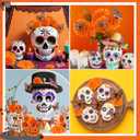 105 PCS Artificial Marigold Flowers with 12 Orange Monarch Butterflies Decor, 3.5 Inch Silk Dia de Los Muertos Flowers for Altars, DIY Fiesta, Halloween, Diwali Bulk Orange Mexican Flowers