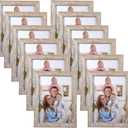 Giftgarden 5x7 Picture Frame Distressed Beige White Set of 12, Multi Rustic Wood Grain 5 by 7 Photo Frames Bulk for Wall or Tabletop Display