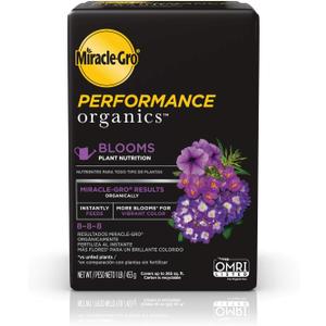 Miracle-Gro Performance Organics Blooms Plant Nutrition - Plant Food with Organic Ingredients Feeds Instantly, for Flowering Plants, Apply Every 7 Days for a Beautiful Garden, 1 lb.