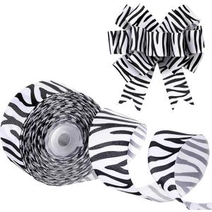 Chuangdi Zebra Print Ribbon 1.5 Inch 20 Yards Grosgrain Christmas Ribbon Craft for Hair Bows Headbands Making and Craft Wrapping