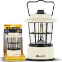 LUXPRO Retro LED Lantern - Battery-Powered Emergency Lantern - Water Resistant - Bright LED Lamp for Indoor & Outdoor Use - Use for Tents, Hiking or Hurricane Prep (Beige, Pack of 1)
