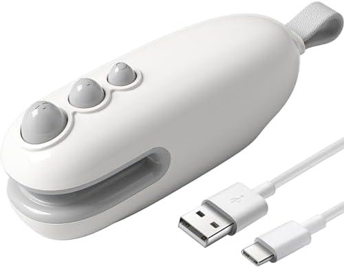 MORNIIE Mini Bag Sealer with Cutter, Rechargeable, Handheld Heat Sealer Machine with Magnetic, Portable Bag Sealer Heat Seal for Keep Food Fresh and Snacks Crispy. White Pack of 2