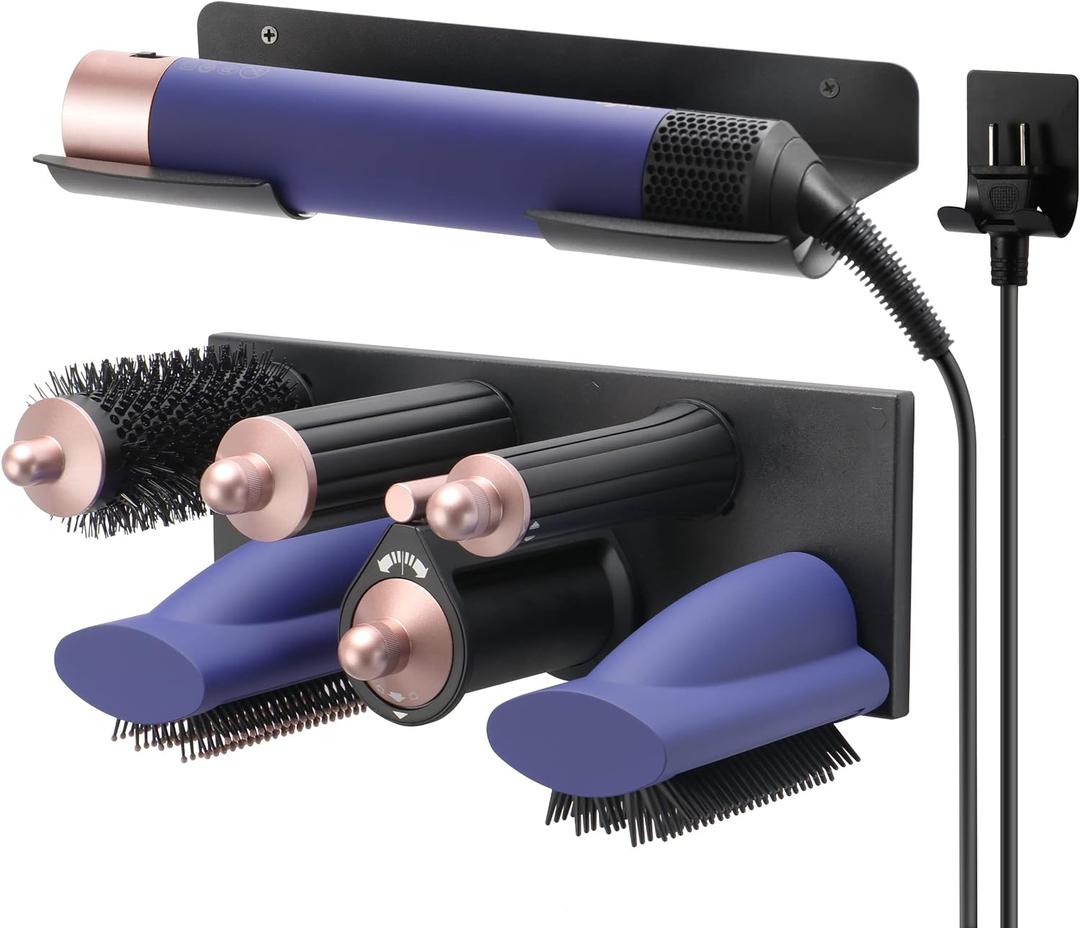 MyLifeUNIT Storage Holder for Dyson Airwrap Curling Iron New Complete, Metal Wall Mount for Dyson Air Wrap Accessories Organizer with Non-Slip Silicone Pad for Bathroom Bedroom Hair Salon Barbershop