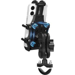 ZIDIYORUO Motorcycle Phone Mount with Vibration Dampener, One-Hand Operation Bike Phone Holder Holds 4.7"-7.1" Cell Phones on Handlebar, ATV Cell Phone Holder for Bike Motorcycle Scooter ATV