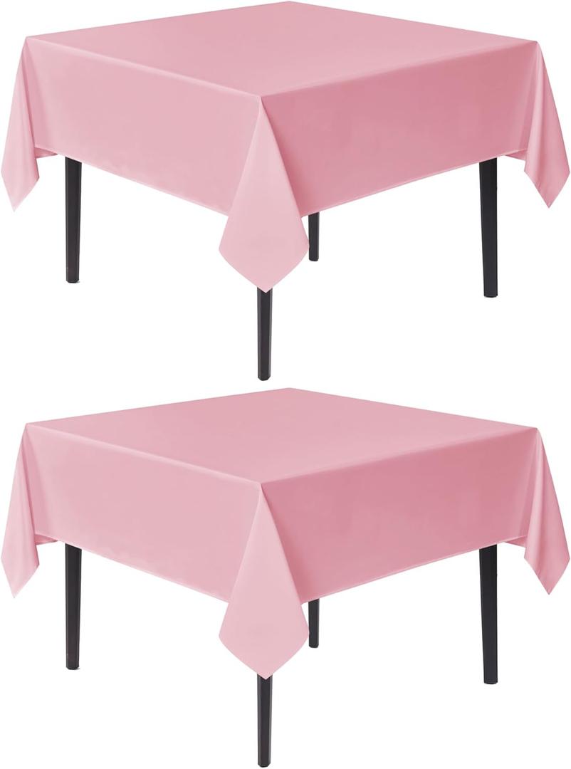sancua Square Tablecloths 54x54 Inch, 2 Pack - Pink Fabric Table Cloth for Square or Round Tables, Washable Polyester Table Cover for Dinner, Holiday Party, Decorative Display Tables