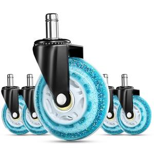 RidRed Gaming Chair Wheels - Heavy-Duty Office Chair Wheels - Replacement Rubber Casters- Universal Fit 3 Inch Chair Casters, Noise Free, Fits 98% Chair, for All Floor (Sparkling Sky Blue). 5 Pack