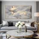 Wall Art Abstract Canvas Painting Gray Wall Decor Fluid Ink Modern Artwork for Living Room Bedroom Dining Room Home Office Decor 20"x40" with Framed