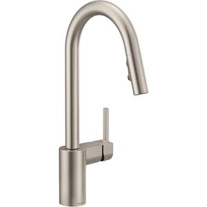Moen Align Spot Resist Stainless One-Handle Modern Kitchen Pulldown Faucet with Retractable Reflex Docking System and Power Boost Spray Technology for a Faster Clean, 7565SRS