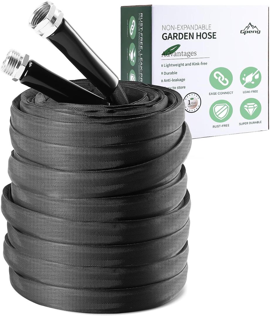 Garden Hose, 50ft Non-Expandable, Lightweight Water Hose, Leakproof & Durable Design, Easy to Store for Gardening, Car Washing, Pet Bathing