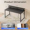 PRAISUN 40 inch Gaming Desk, LED & Power Outlets, Monitor Stand, Black