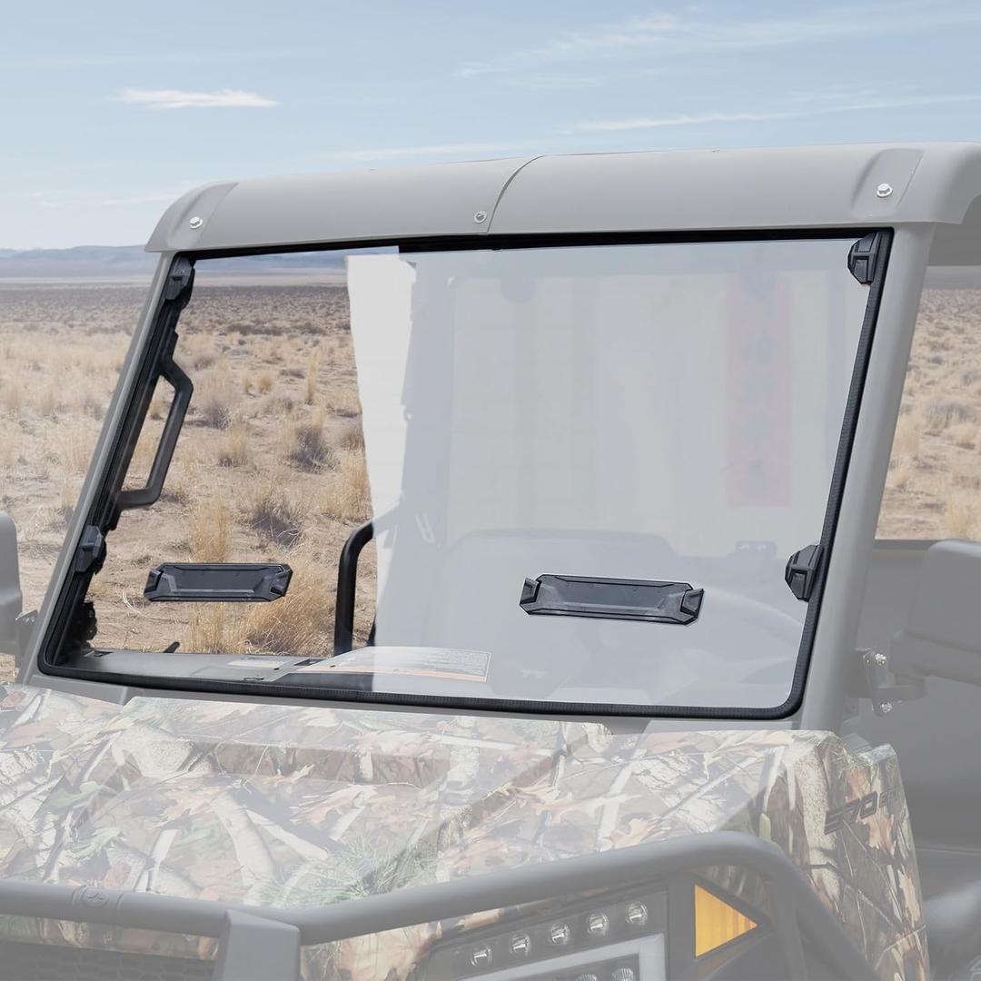 HAKA TOUGH Front Full Windshield for Polaris Ranger 570 Midsize Accessories 2015-2025, Dustproof Clear Poly front Window with Adjustable Vents for Polaris Ranger 500 Crew 570 SP 570 Mid Size 15-25