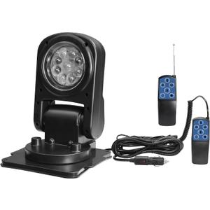 LED Spotlight for Truck, Auto-Reset 360 Rotating LED Searchlight for Truck Boat, Wired and Wireless Remote Controlling, 180 Folding Lights 12V 24V, Great for Rescue Offroad Lighting