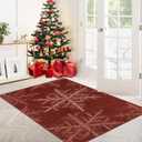 Lahome Christmas Washable Area Rugs, 3x5 Snowflake Entryway Rugs Indoor Non Slip Washable Red Rugs for Bedroom Holiday Decor, Soft Ultra-Thin Carpet for Living Room Kitchen Bathroom(3'x 5',Red)